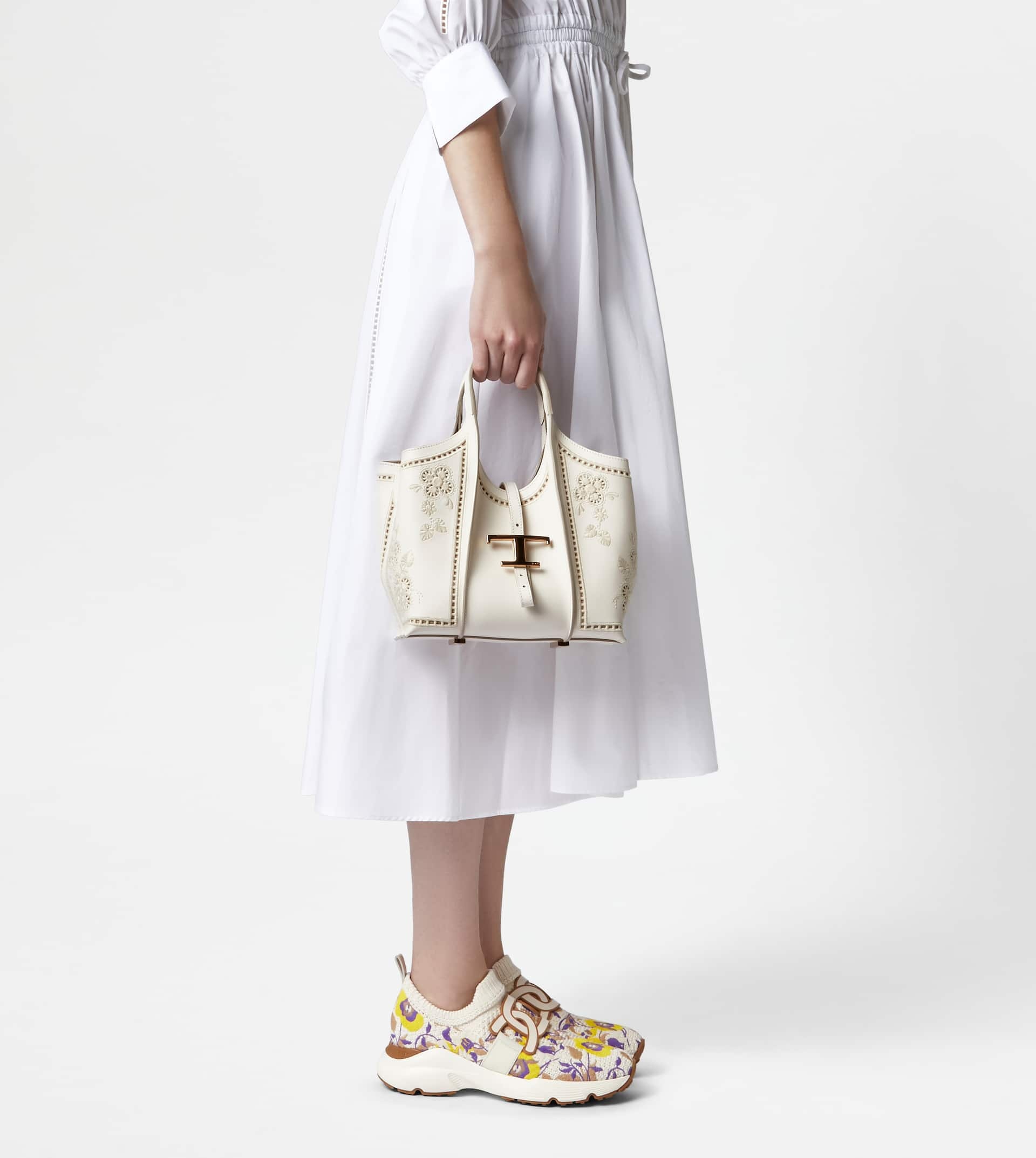 T TIMELESS SHOPPING BAG IN LEATHER MINI - WHITE - 3