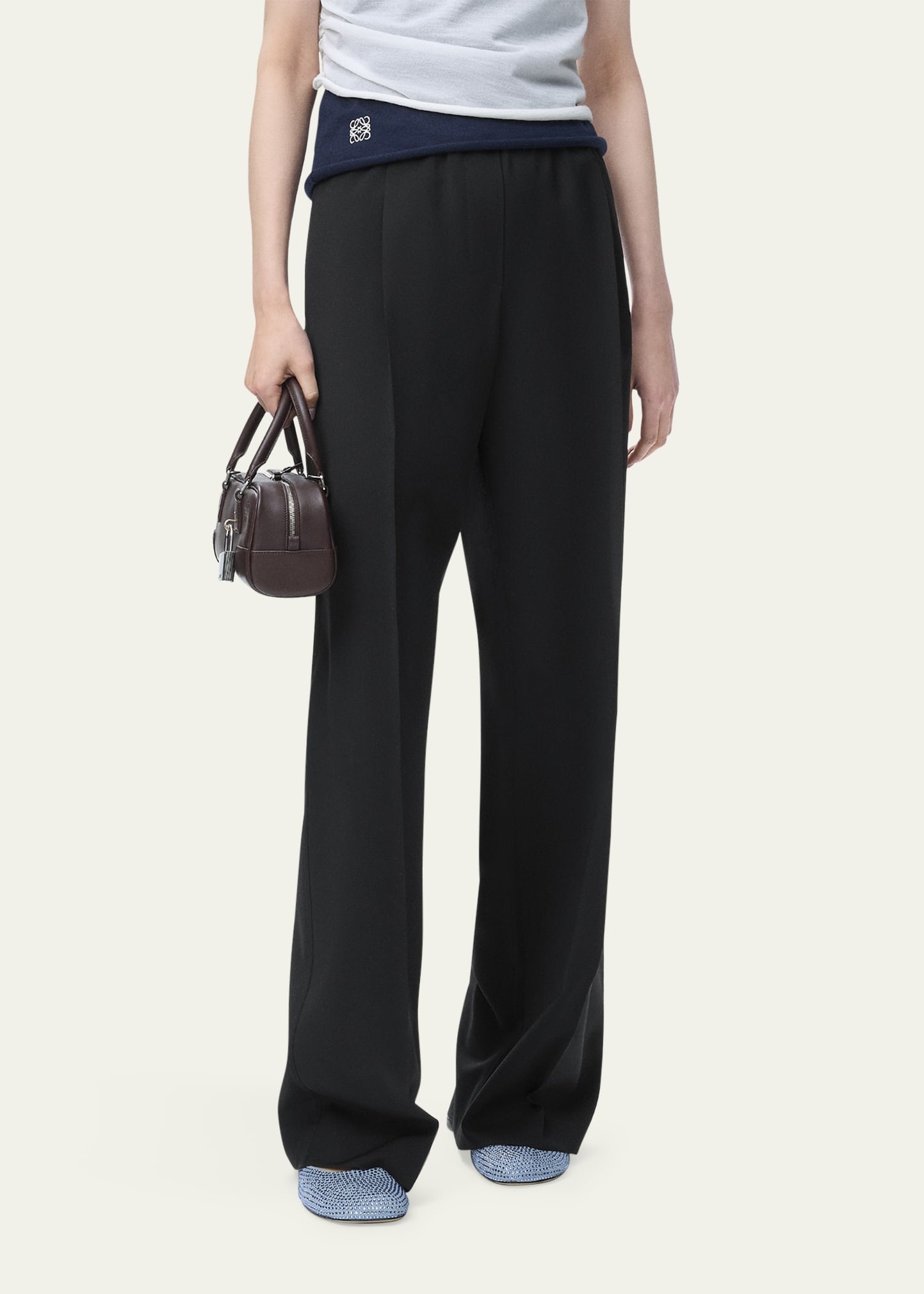 Logo Waistband Wide-Leg Trousers - 4