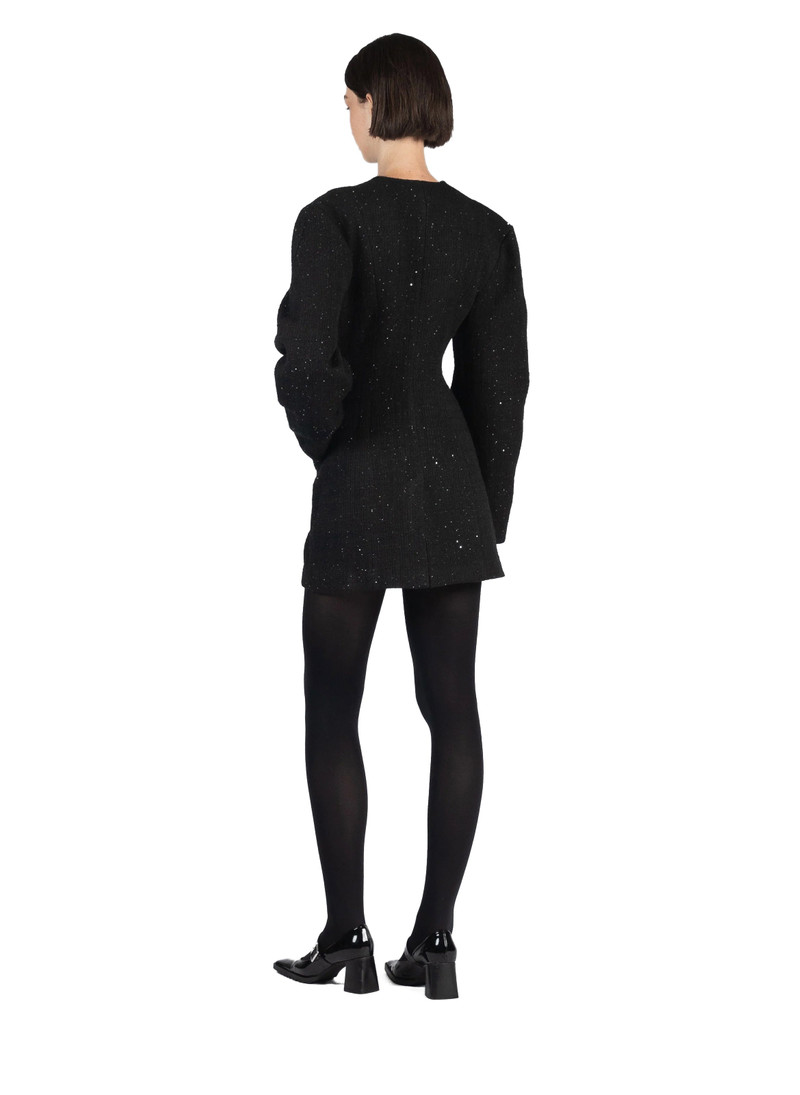 Collarless Tailored Jacket Sparkly Black 3