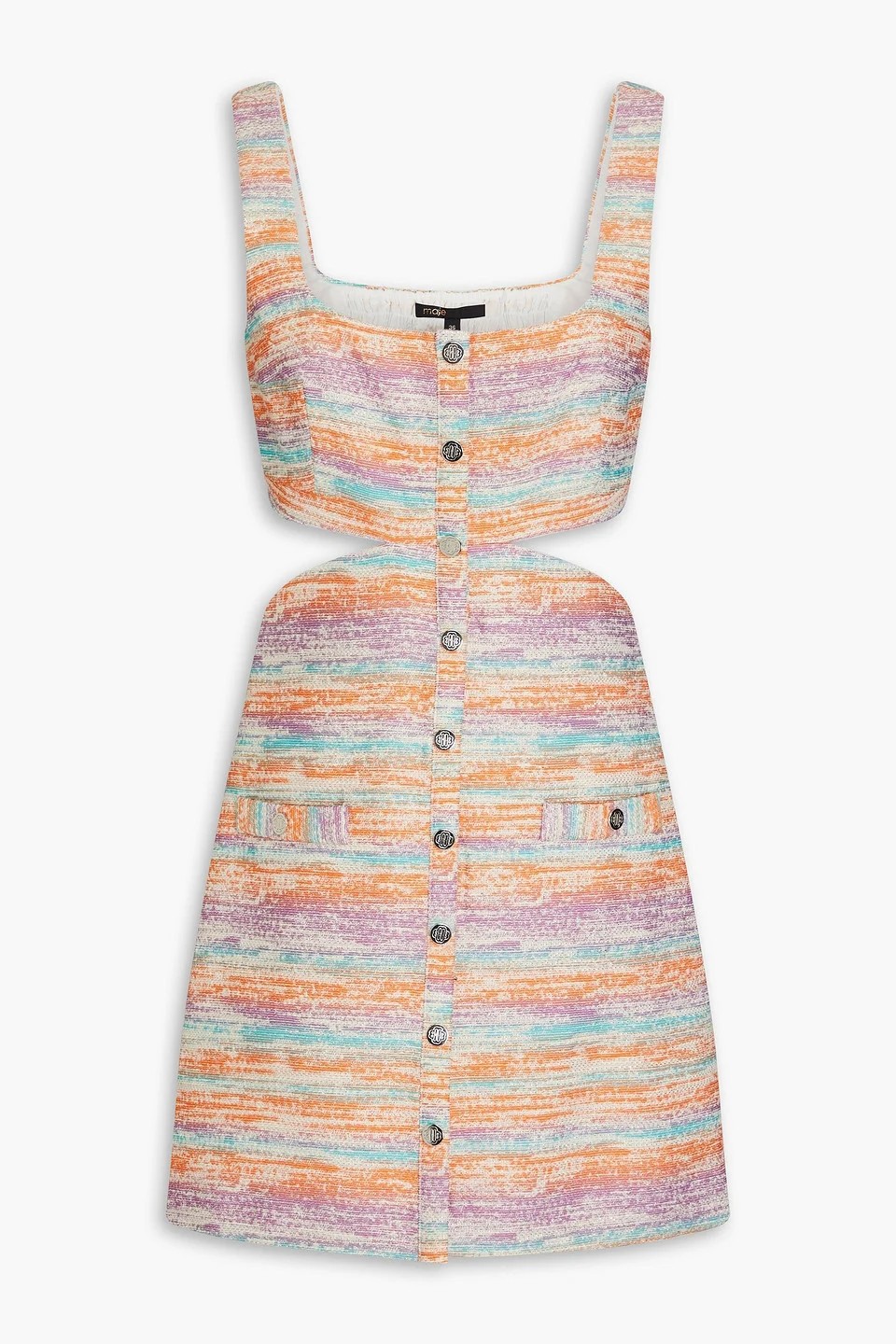 Cutout metallic tweed mini dress - 1