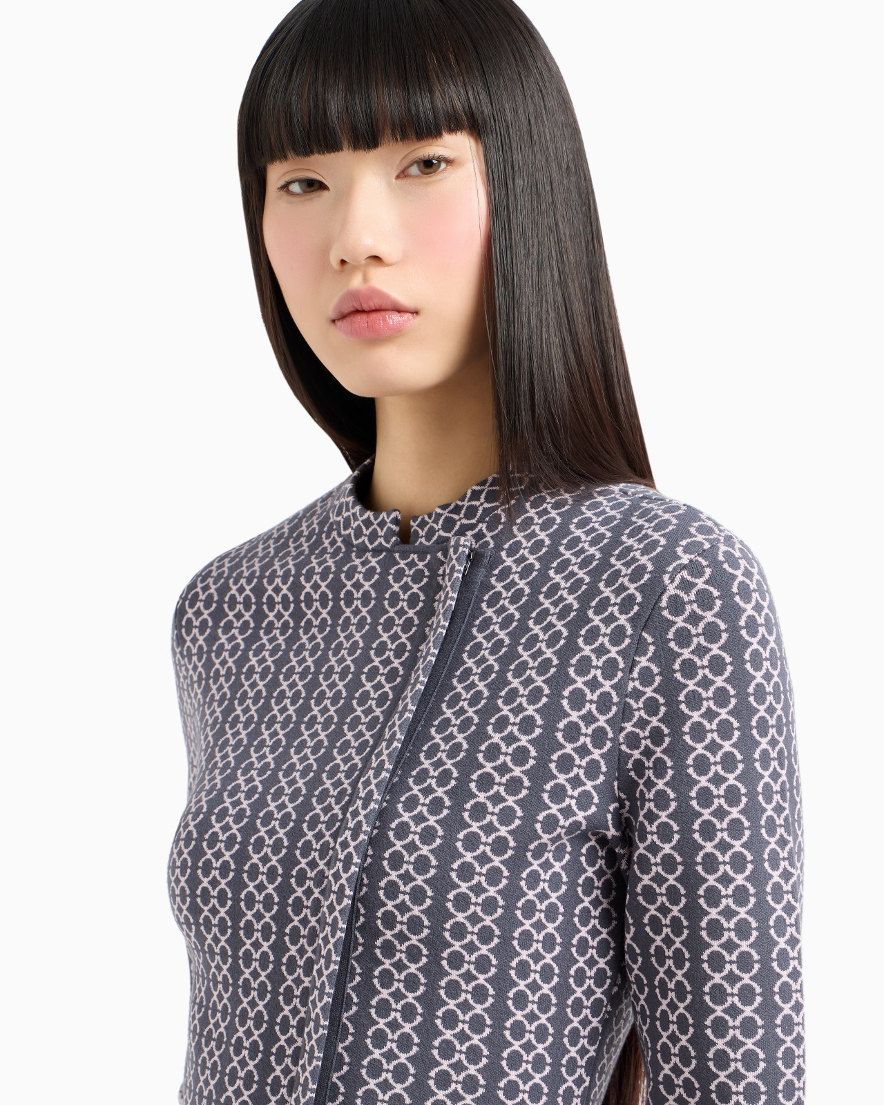 GURU-COLLAR JACKET IN TWO-TONE JACQUARD - 5