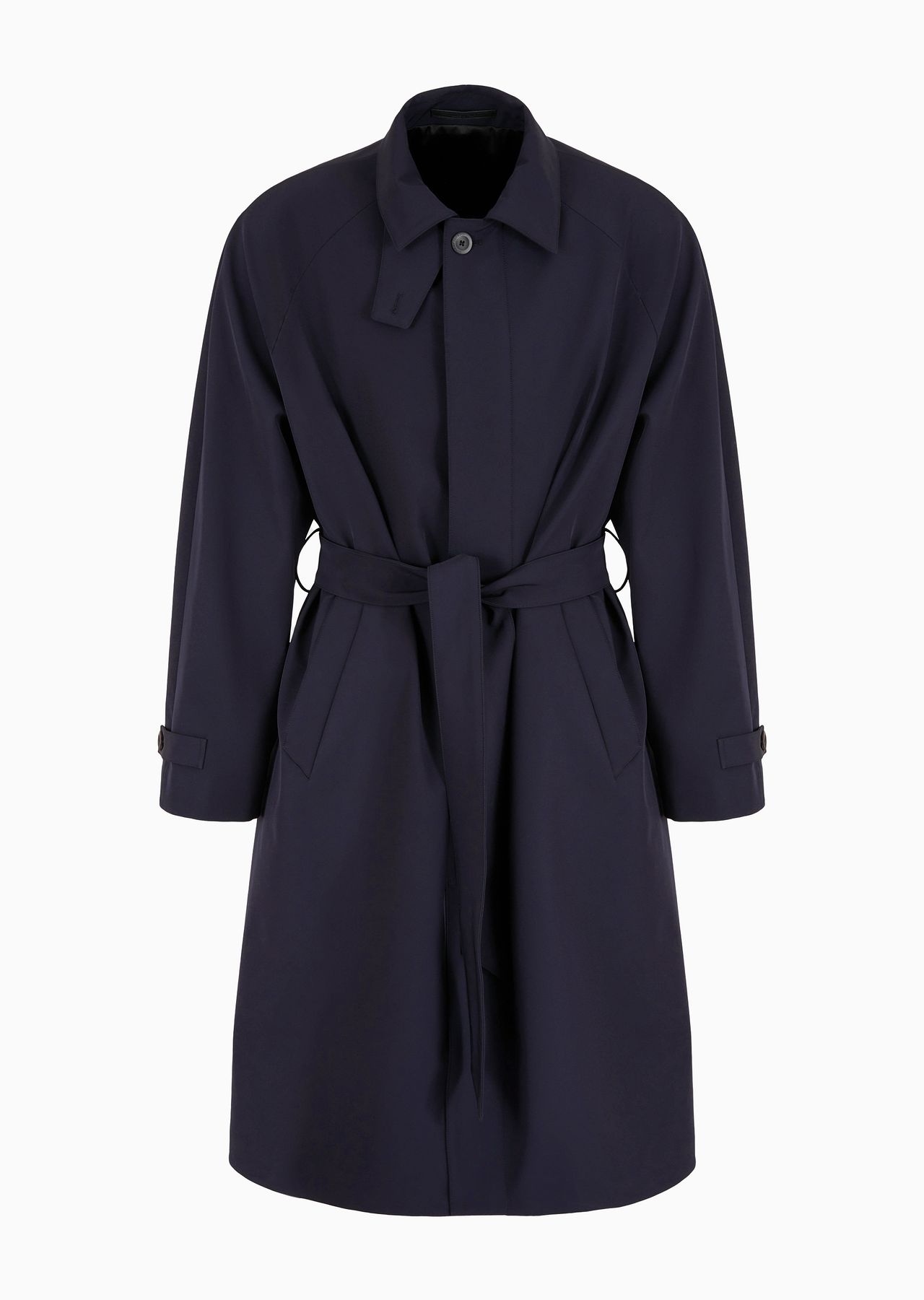 Single-breasted trench coat in technical jersey - 1