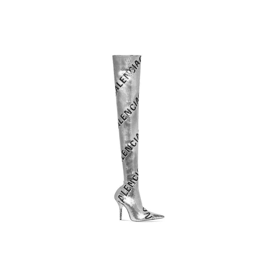 Women's Knife 110mm Over-the-knee Allover Logo in Silver - 1