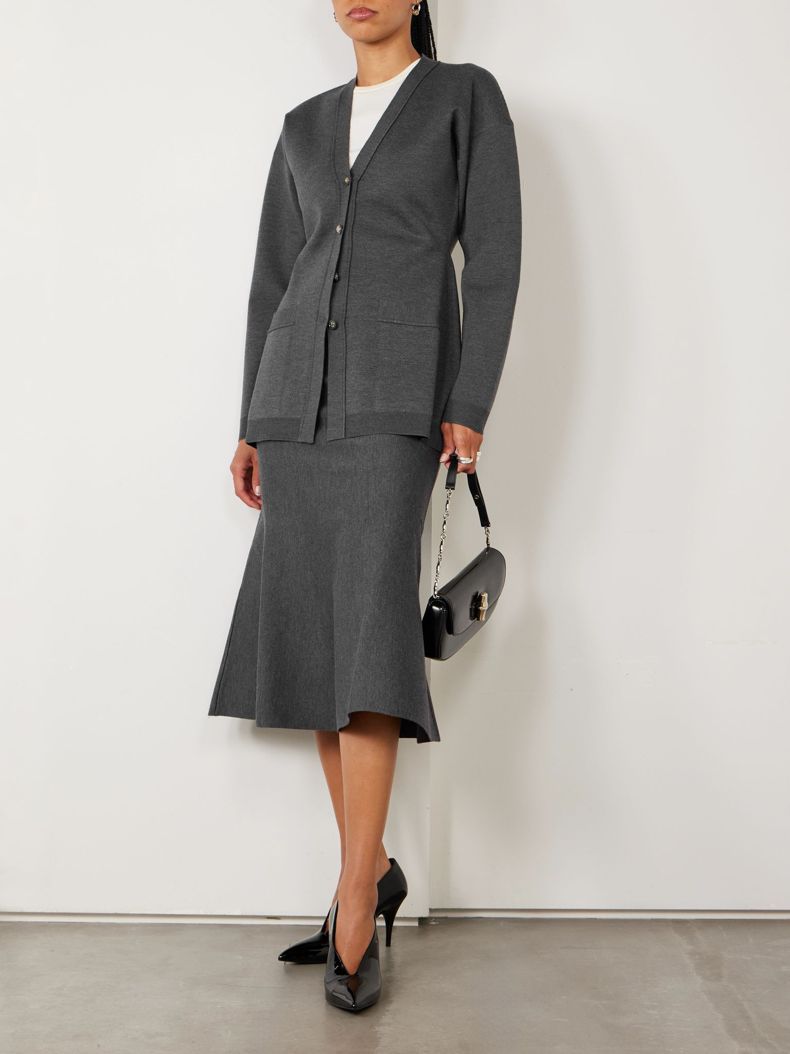 Wool-blend midi skirt Dark gray - 2
