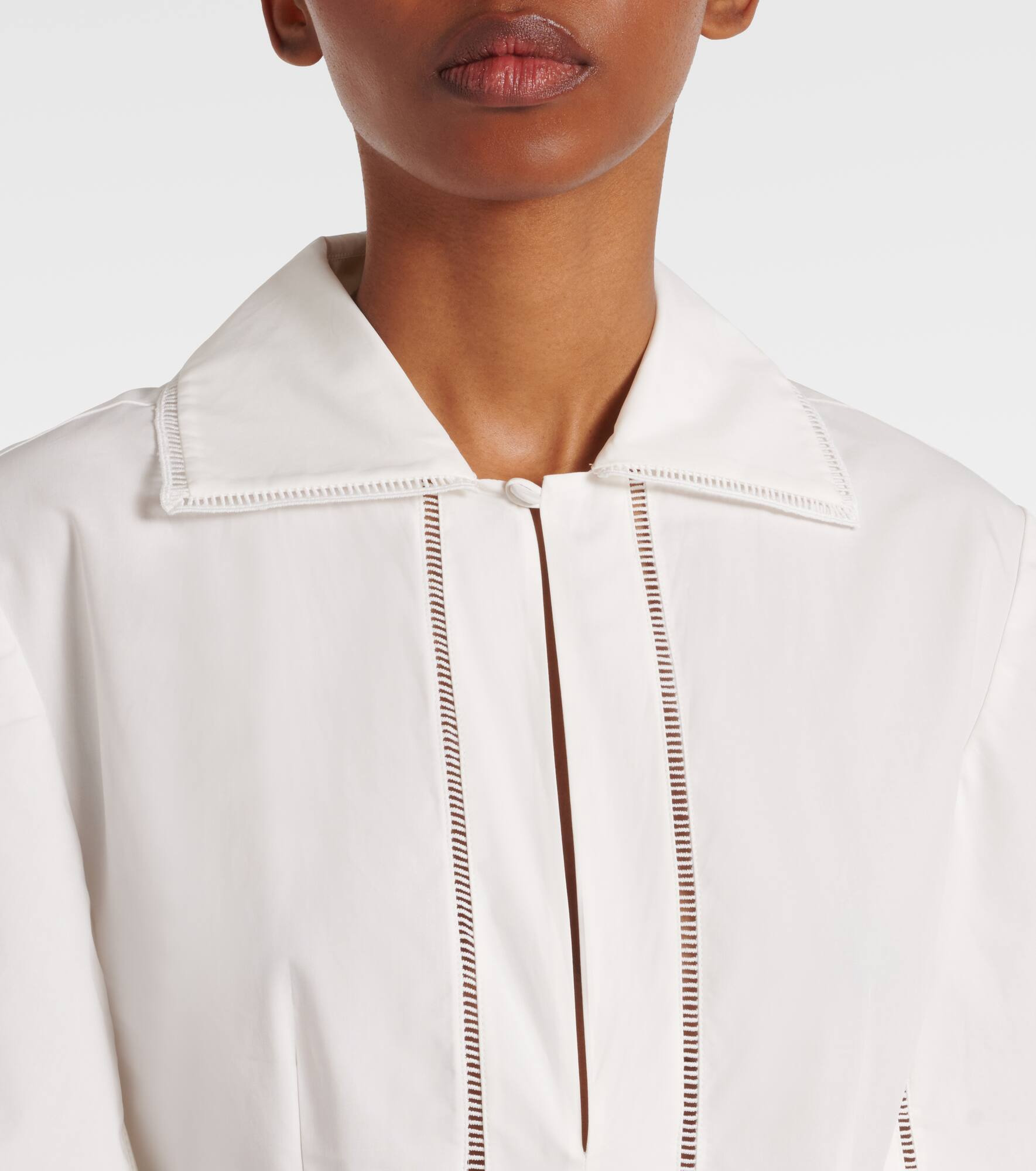 Embroidered cotton poplin midi dress - 4