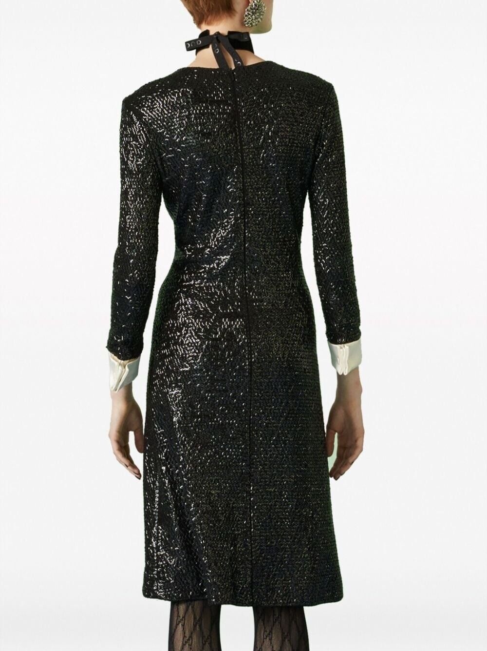 Sequin-embellished V-neck Midi Dress - 4