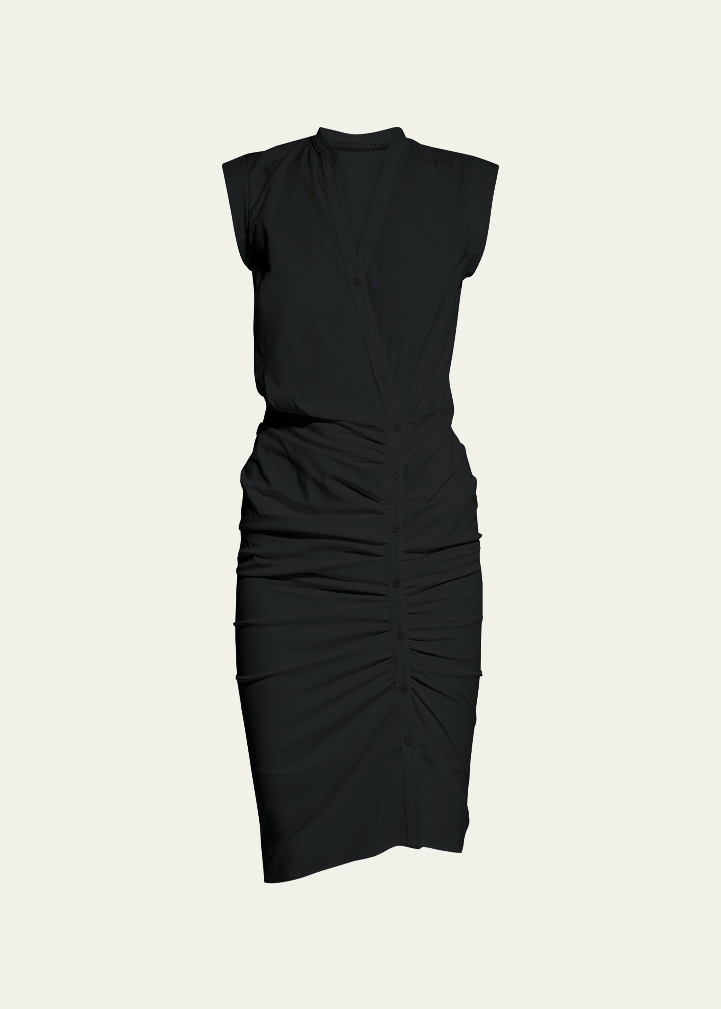 Sleeveless Ruched Poplin Shirtdress - 1