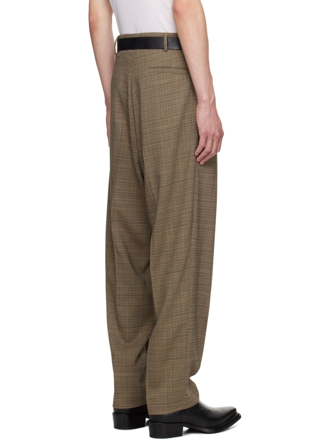 Beige & Black Tailored Trousers - 3