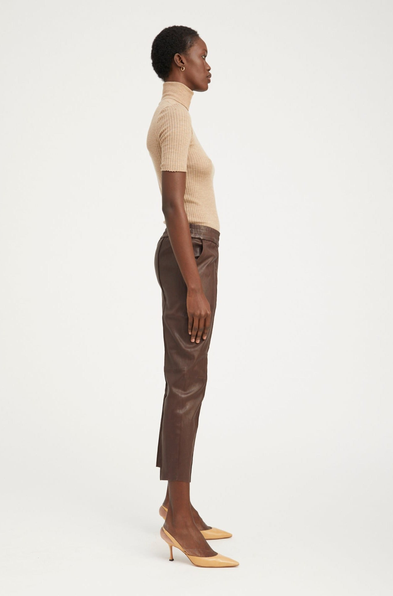 DARK CHOCOLATE LEATHER JOGGERS - 3