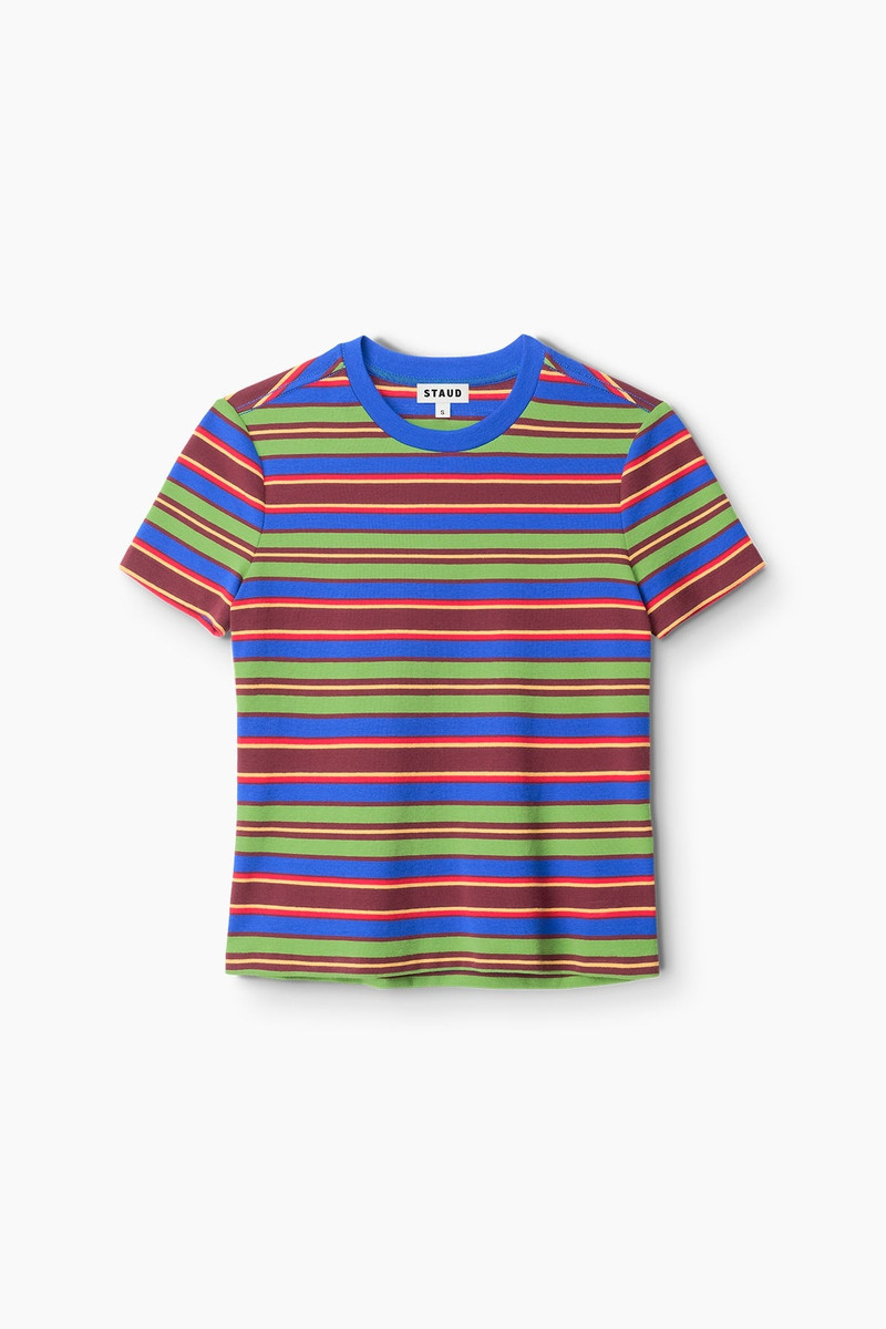 STAUD WEEKEND CREW TEE SPECTRUM STRIPE 1
