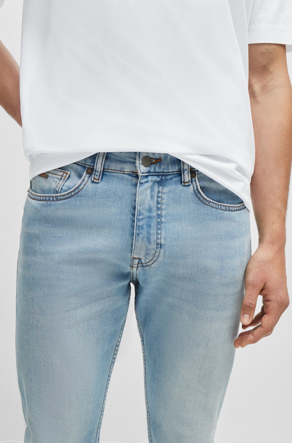SLIM-FIT JEANS IN BRIGHT-BLUE COMFORT-STRETCH DENIM - 5
