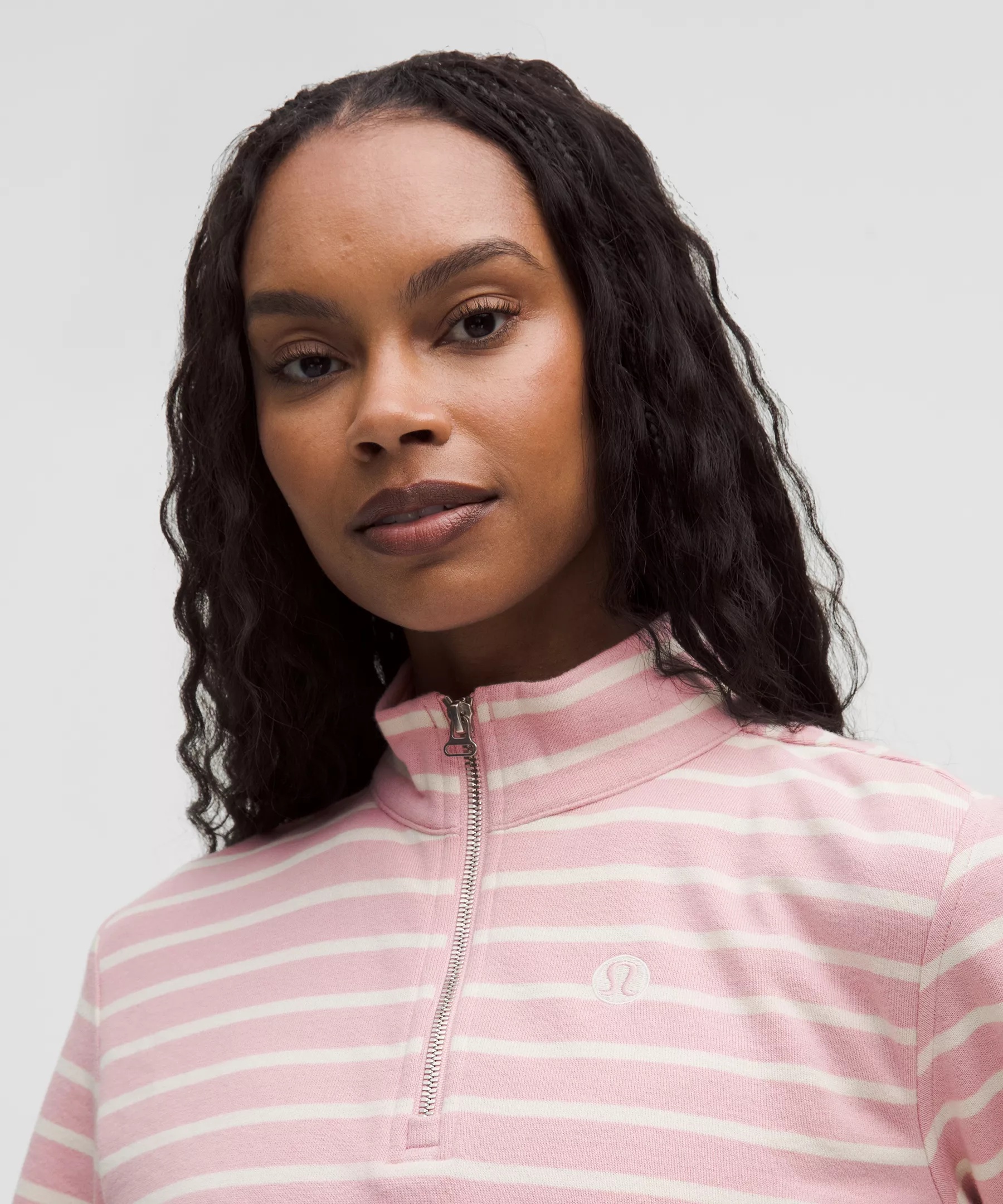 Cotton French Terry Cropped Half Zip - 4