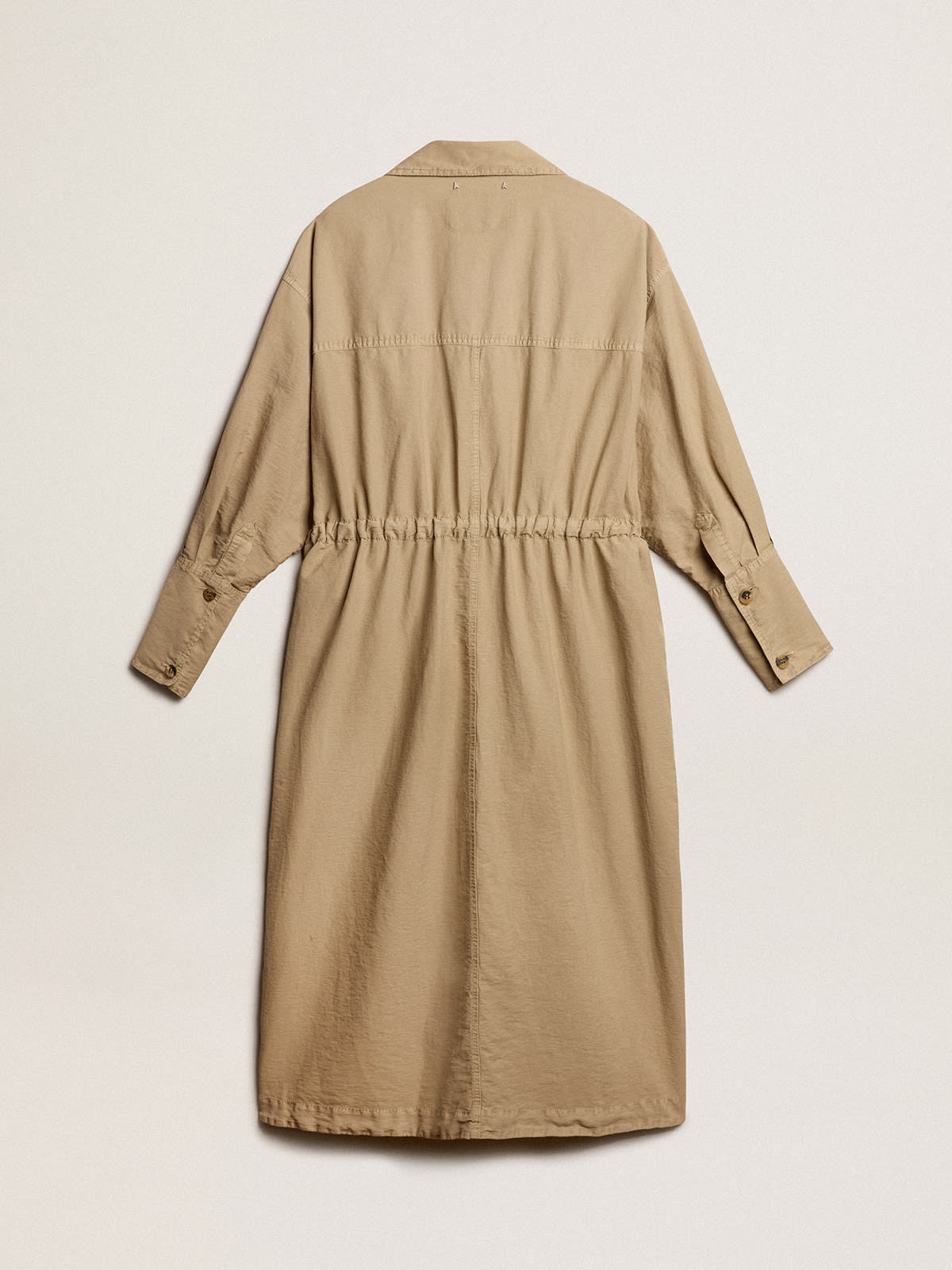 Khaki-colored cotton twill trench dress - 6