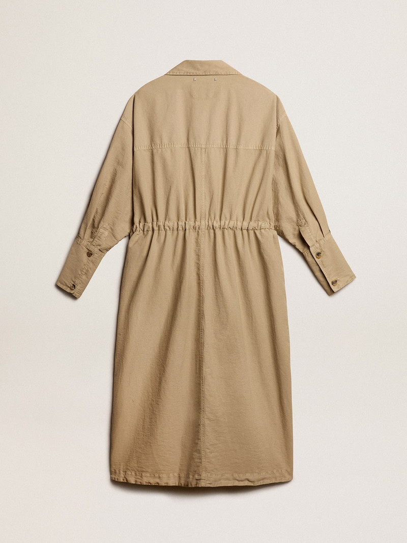 Khaki-colored cotton twill trench dress 6