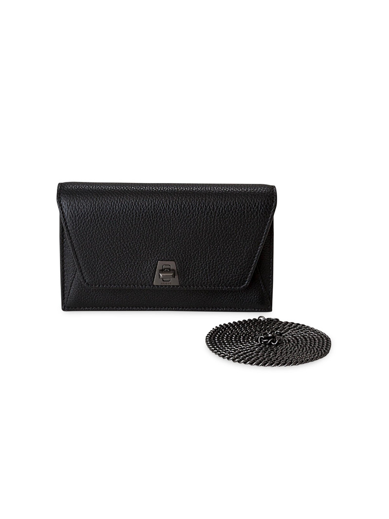 Women's Mini Anouk Envelope Leather Crossbody Bag - Black 1