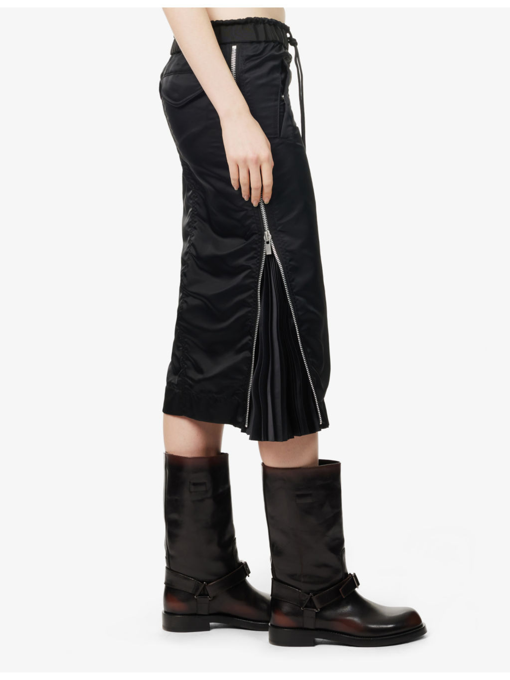 Padded Pleated Shell Midi Skirt - 3