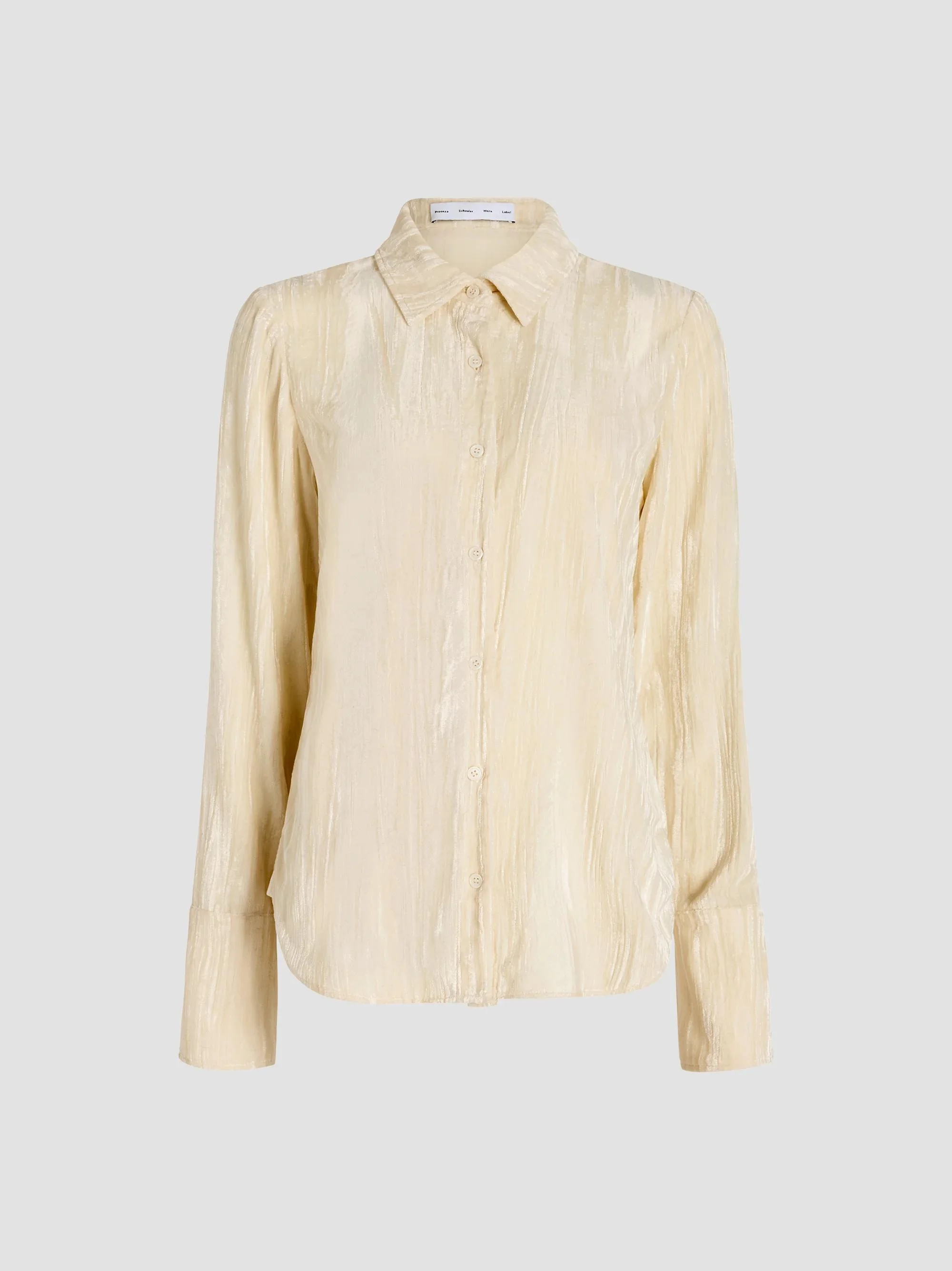 Women's Madi Crushed Velvet Shirt - Pale Lemon - 1