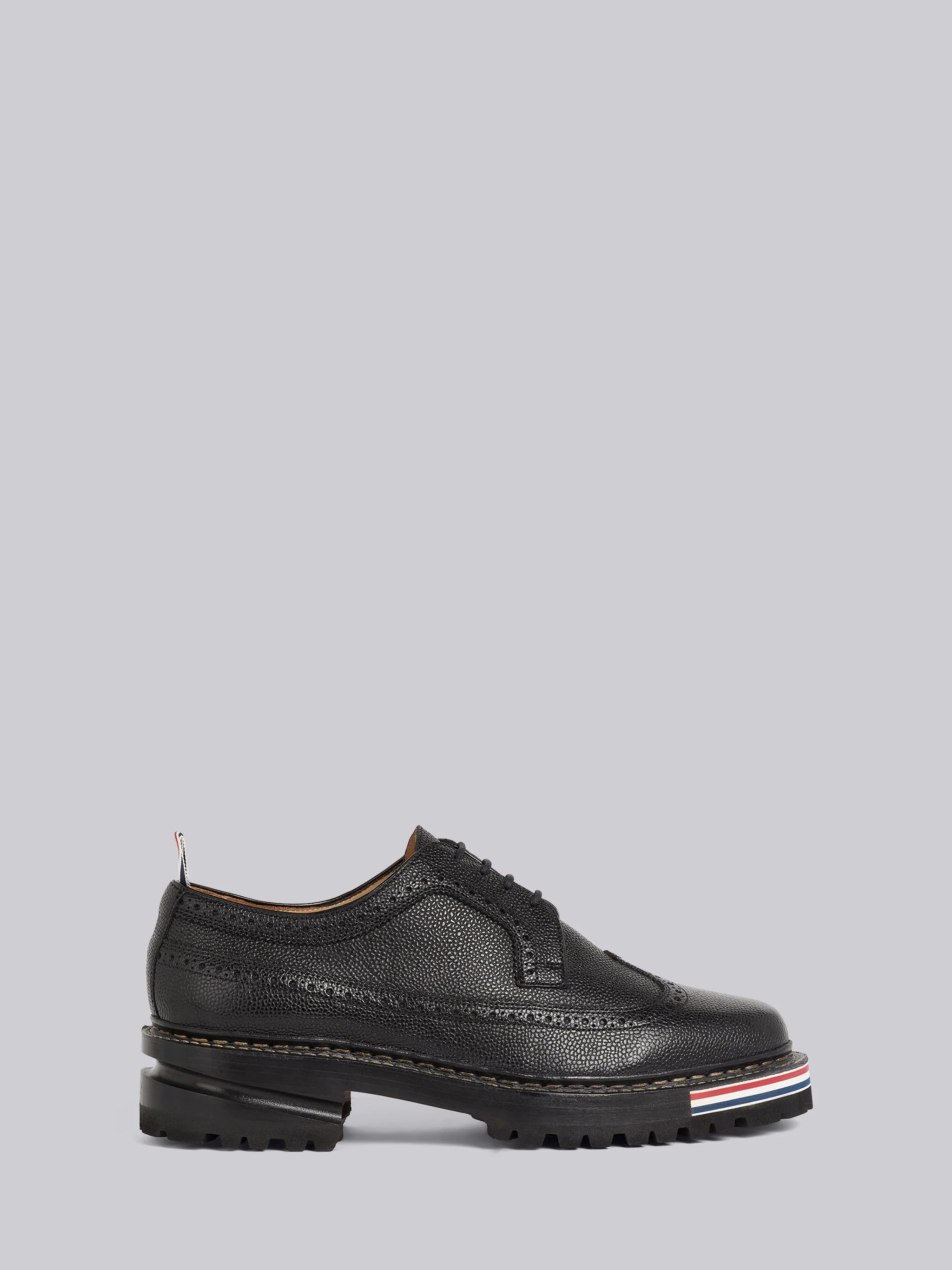 Black Pebbled Calfskin Hiking Sole Longwing Brogue - 1