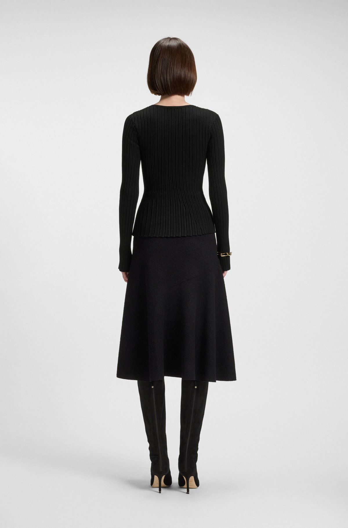 KNITTED SWEATER IN STRETCH FABRIC WITH TWO-TONE PATTERN - 4