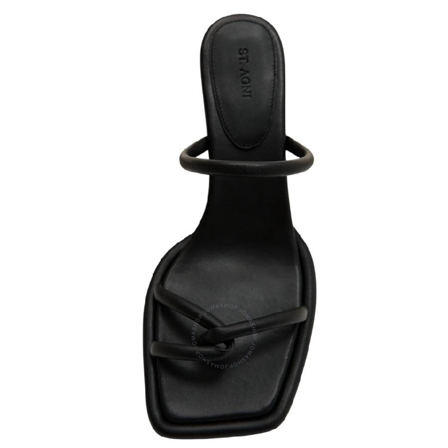St Agni Leather Branded Loop Heel Sandals - 2