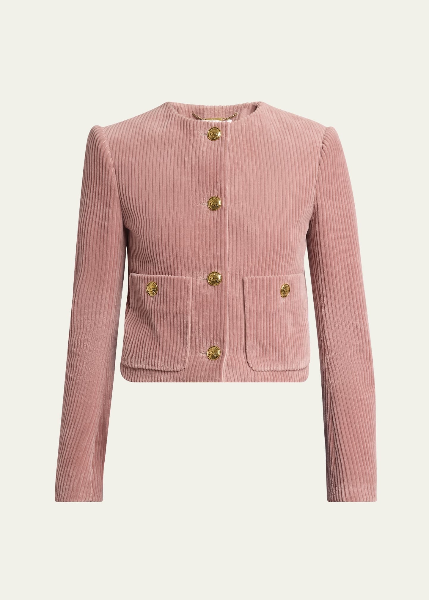 Corduroy Crop Single-Breasted Jacket - 1