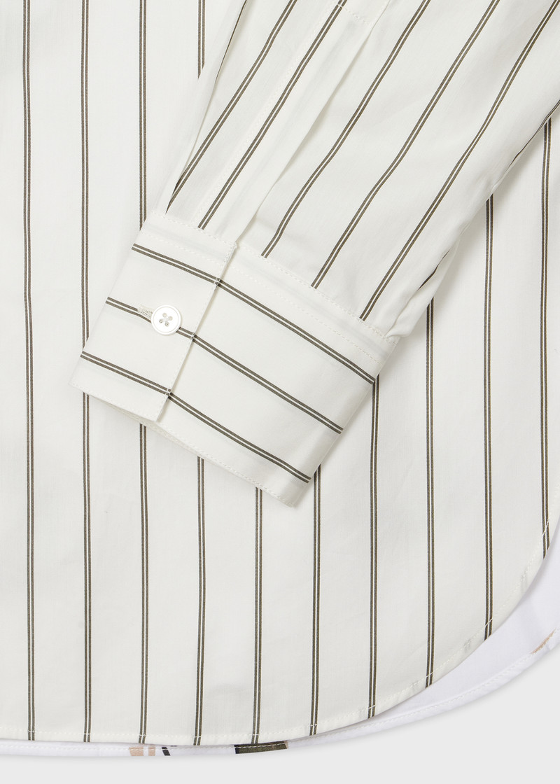 Paul Smith Women's White Mixed Stripe and 'Painted Spot' Cotton Shirt outlook