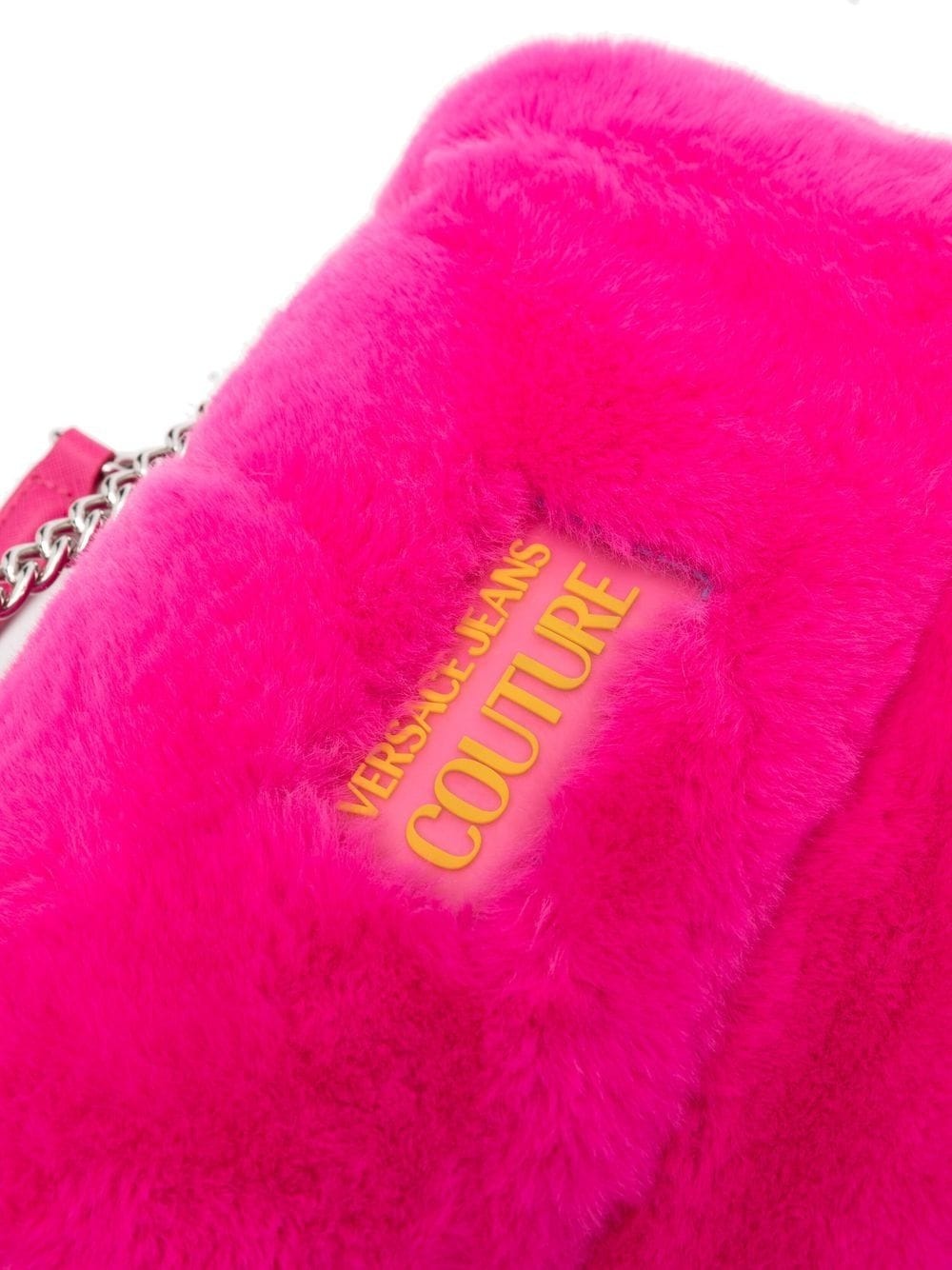 logo plaque faux fur crossbody bag - 5