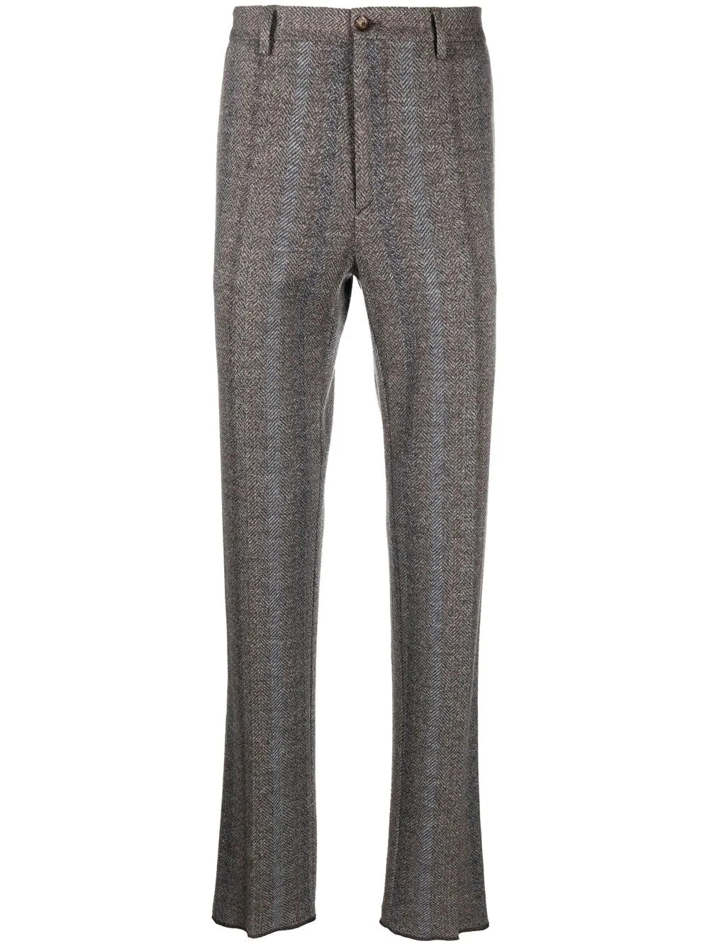 tonal-striped herringbone trousers - 1