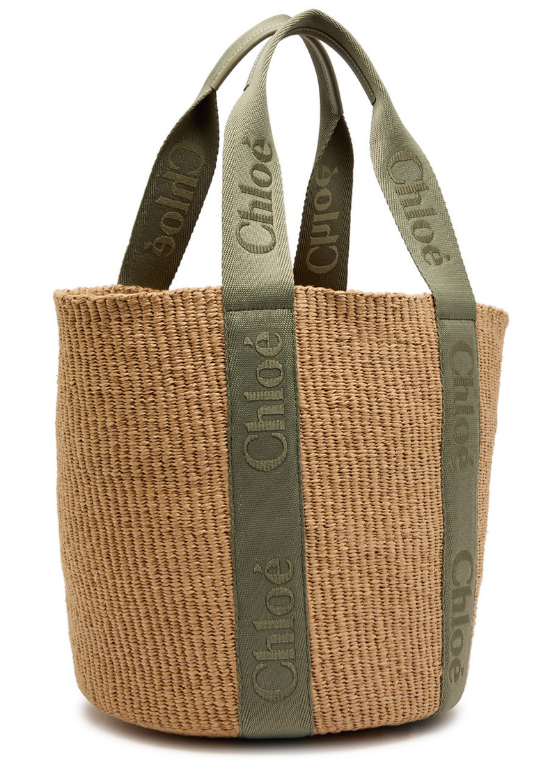 Chloé Chloe Woody Logo-embroidered Raffia Basket bag outlook