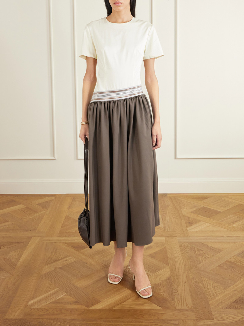 ABADIA Sadu Asymmetric Grosgrain-trimmed Cotton-jersey And Twill Maxi Dress outlook