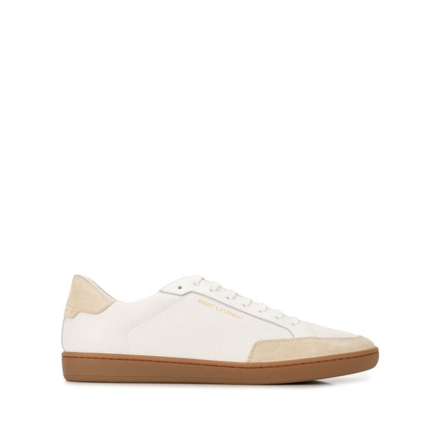 White court sneakers in perforated leather and suede - 1