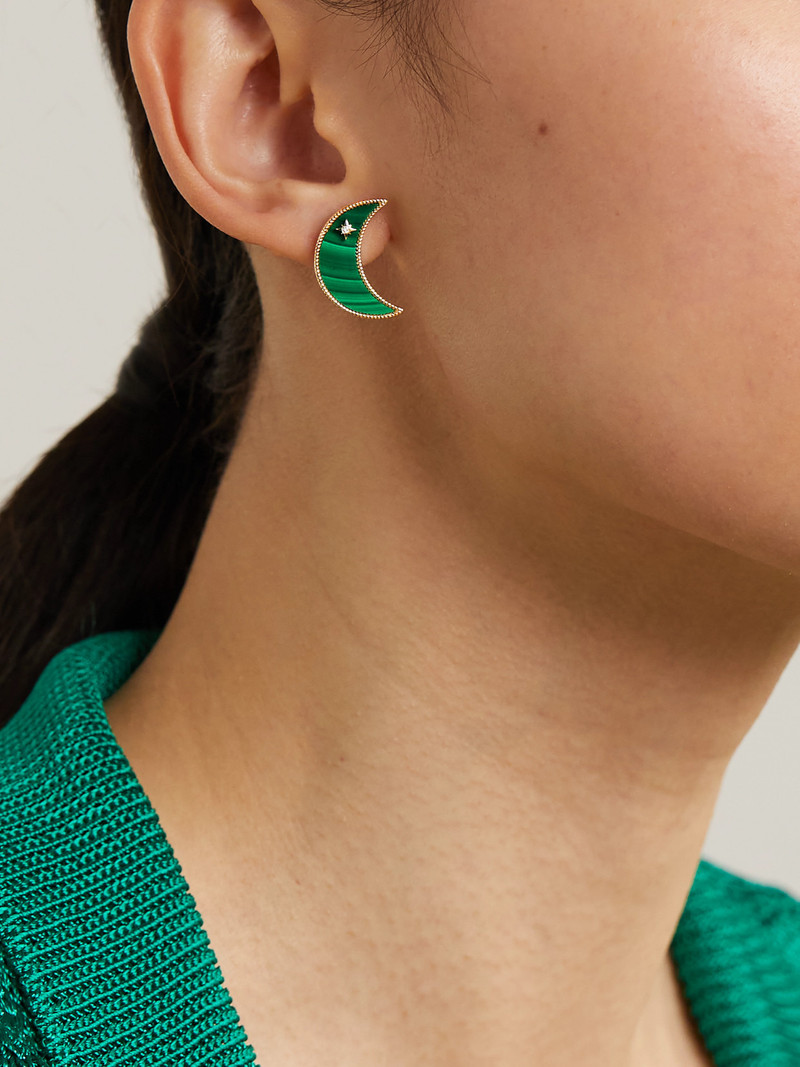 Yvonne Léon 9-karat Gold, Malachite And Diamond Single Earring outlook