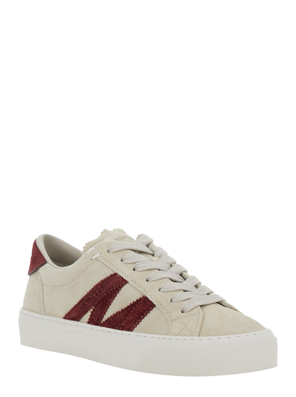 Moncler Women White Low Top Sneakers With Logo Detail On The Side And Logo Patch On The Tongue In Le - 2