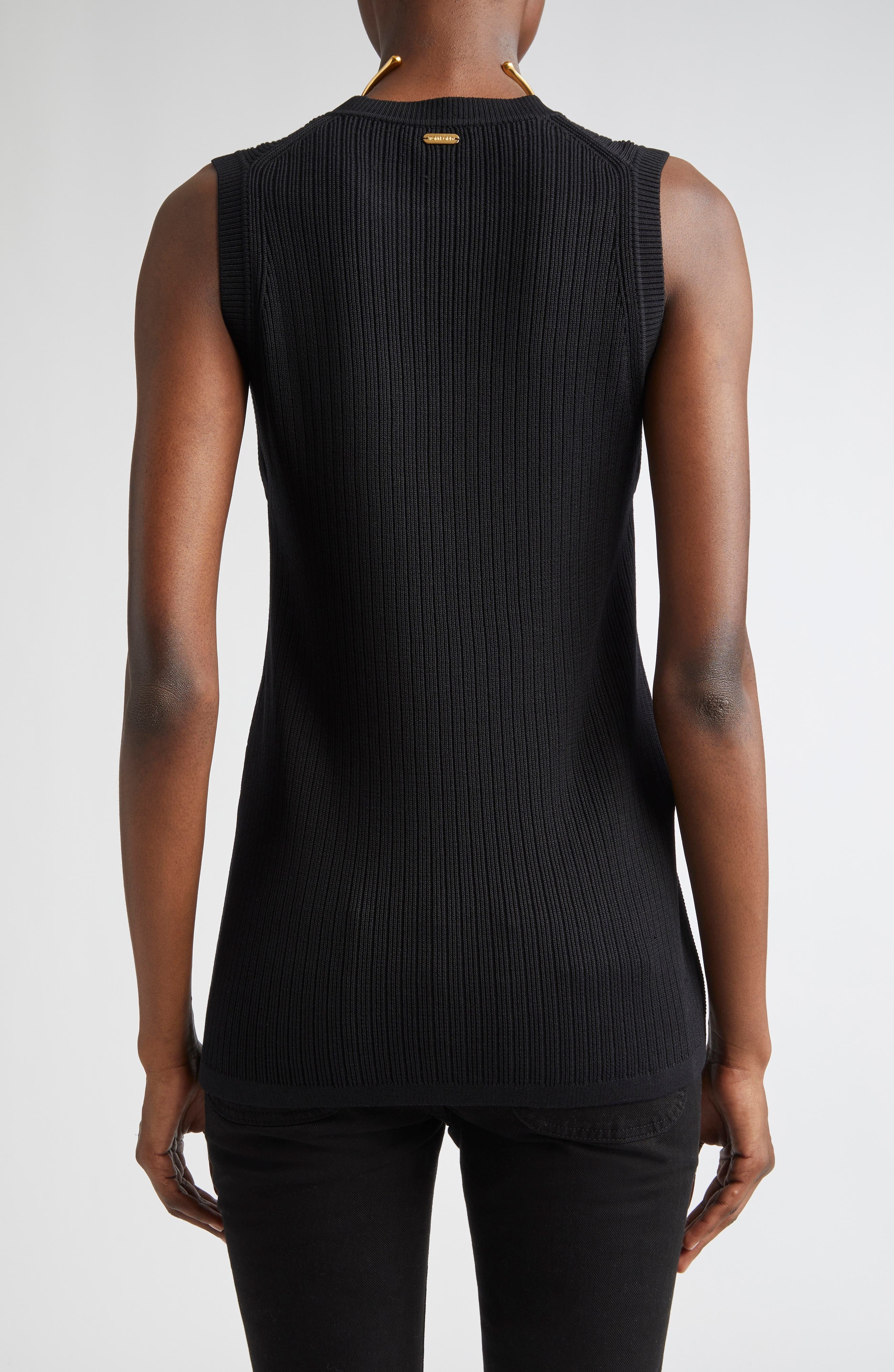 TOM FORD Sleeveless Rib Mini Sweater Dress in Black at Nordstrom - 3