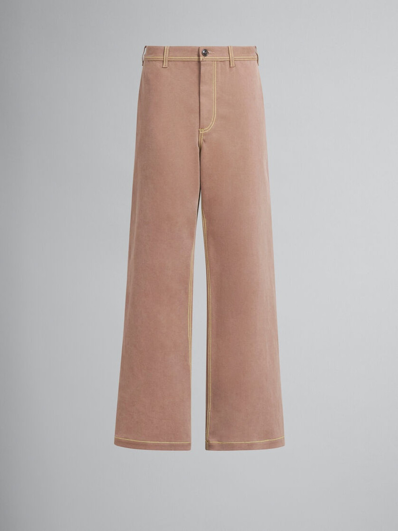 Marni BROWN ORGANIC DENIM TROUSERS WITH CONTRAST STITCHING outlook