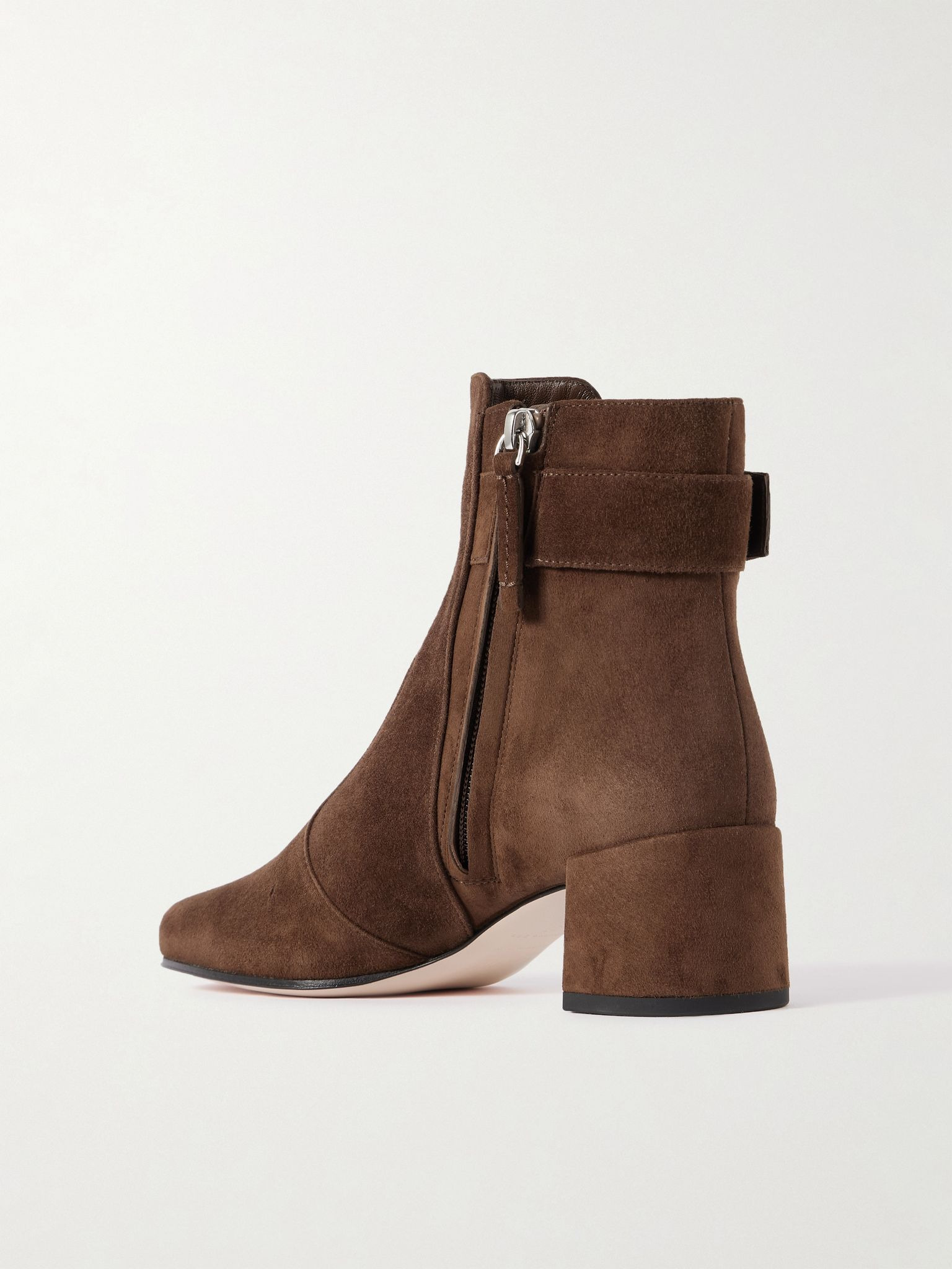 Tres Vivier Polly 45 buckled suede ankle boots Chocolate - 3