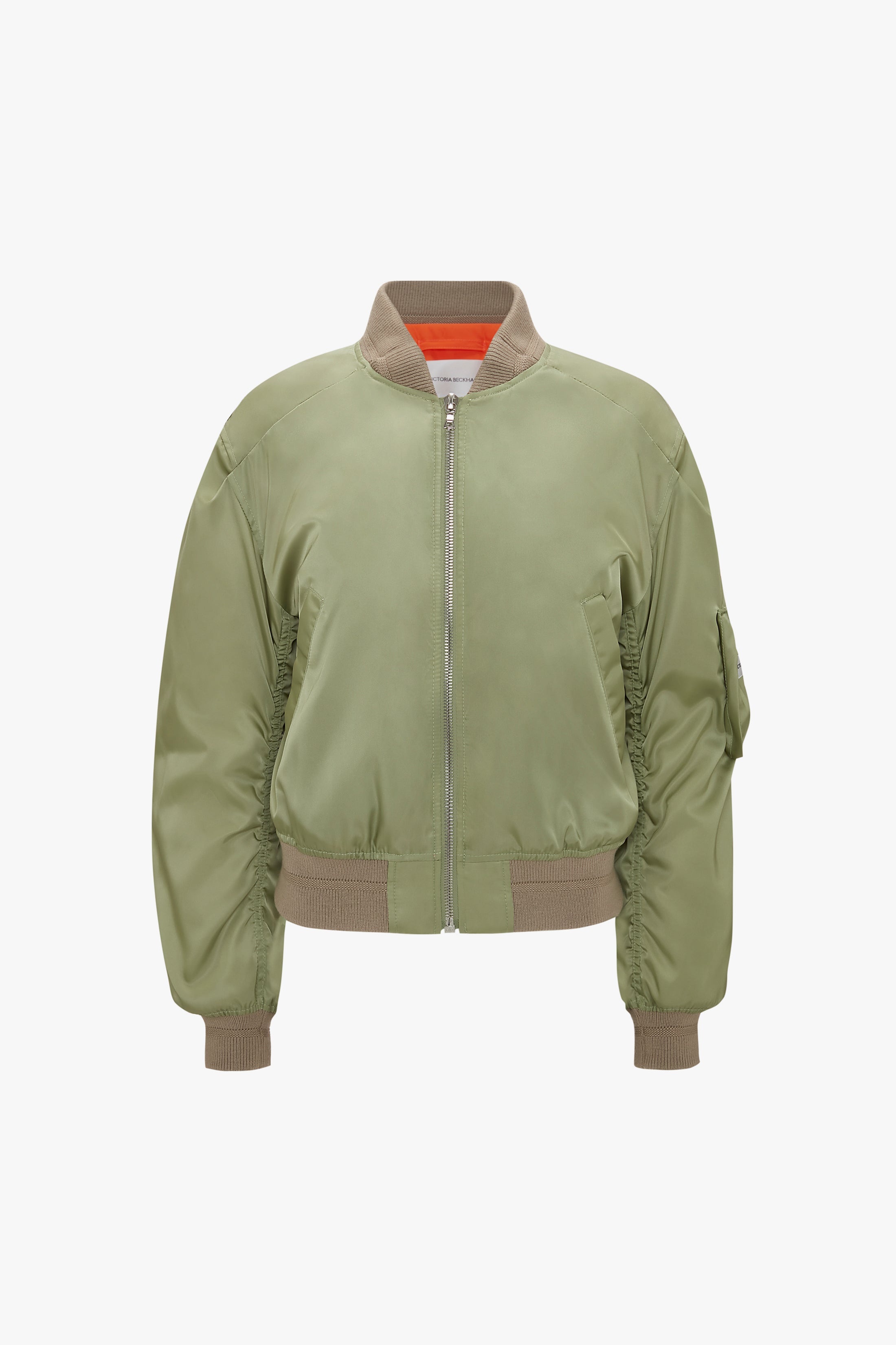 Cropped Bomber Jacket In Avocado - 1