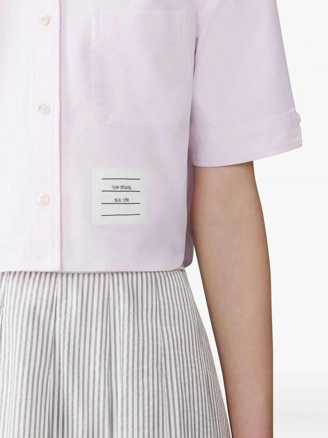 Oxford Cropped Short Sleeve Shirt Women - 5