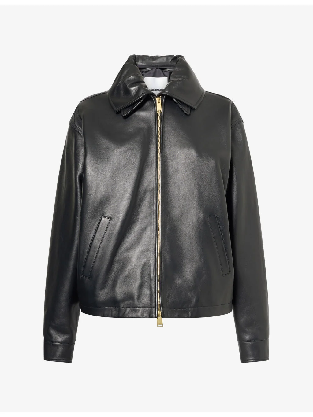 Mabel Double Collar Leather Bomber Jacket - 1