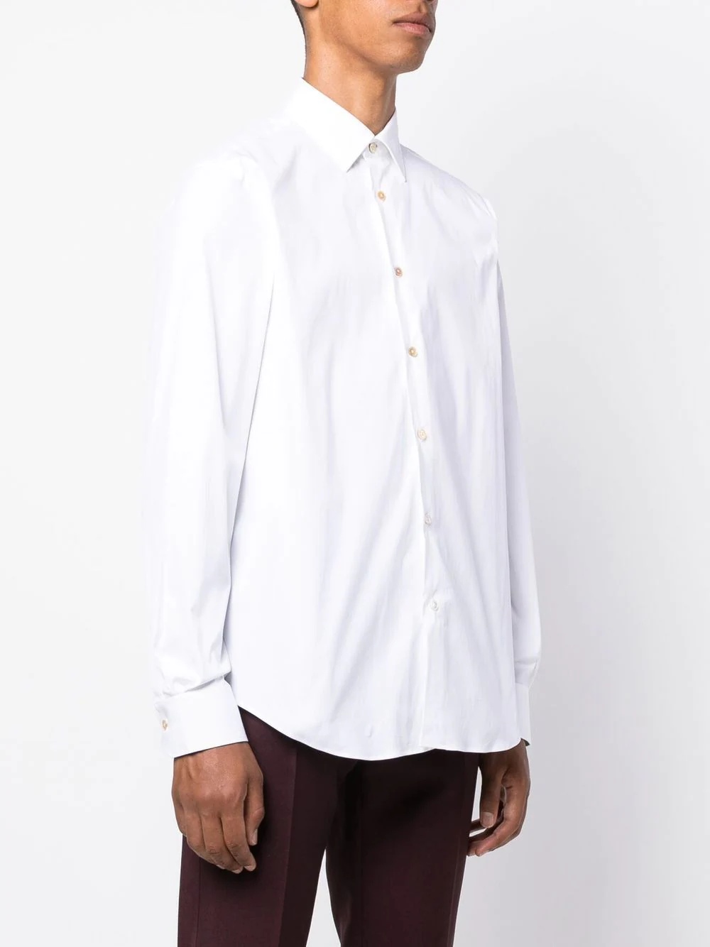 pointed-collar button-up shirt - 3