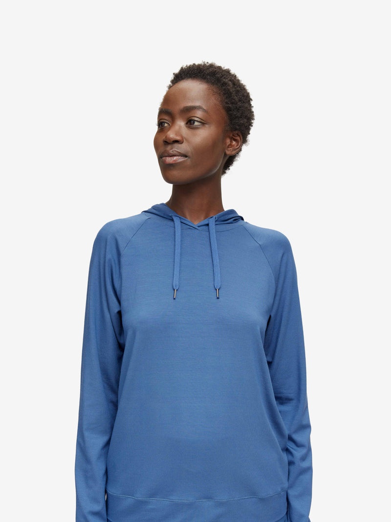Women's Pullover Hoodie Basel Micro Modal Stretch Storm Blue - 5
