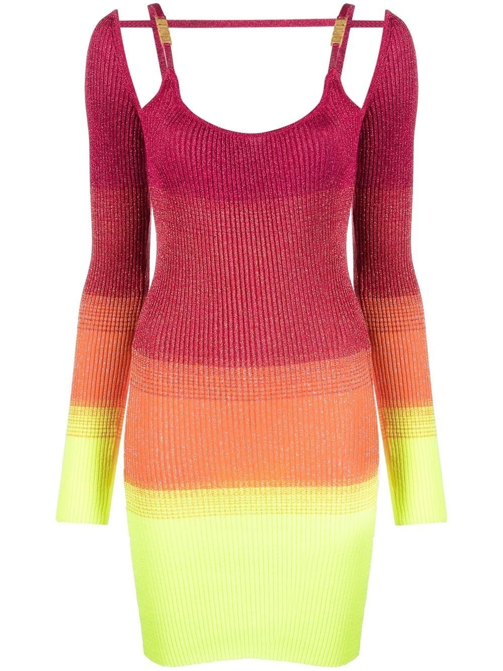 knitted striped mini dress - 1