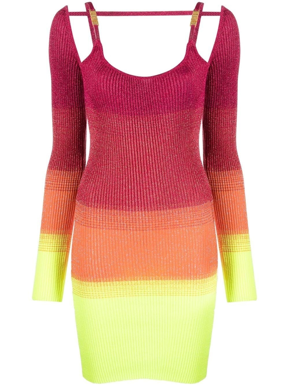 knitted striped mini dress - 1