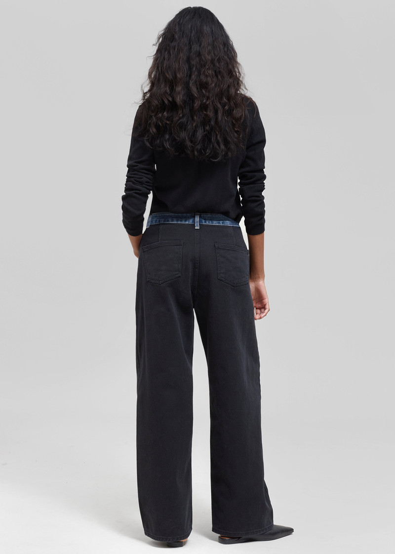 Hayla Contrast Denim Pants - Black/Blue 9