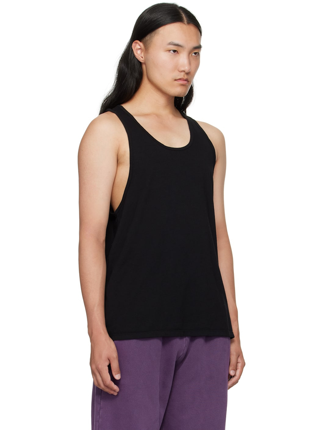 Black Cotton Tank Top - 2
