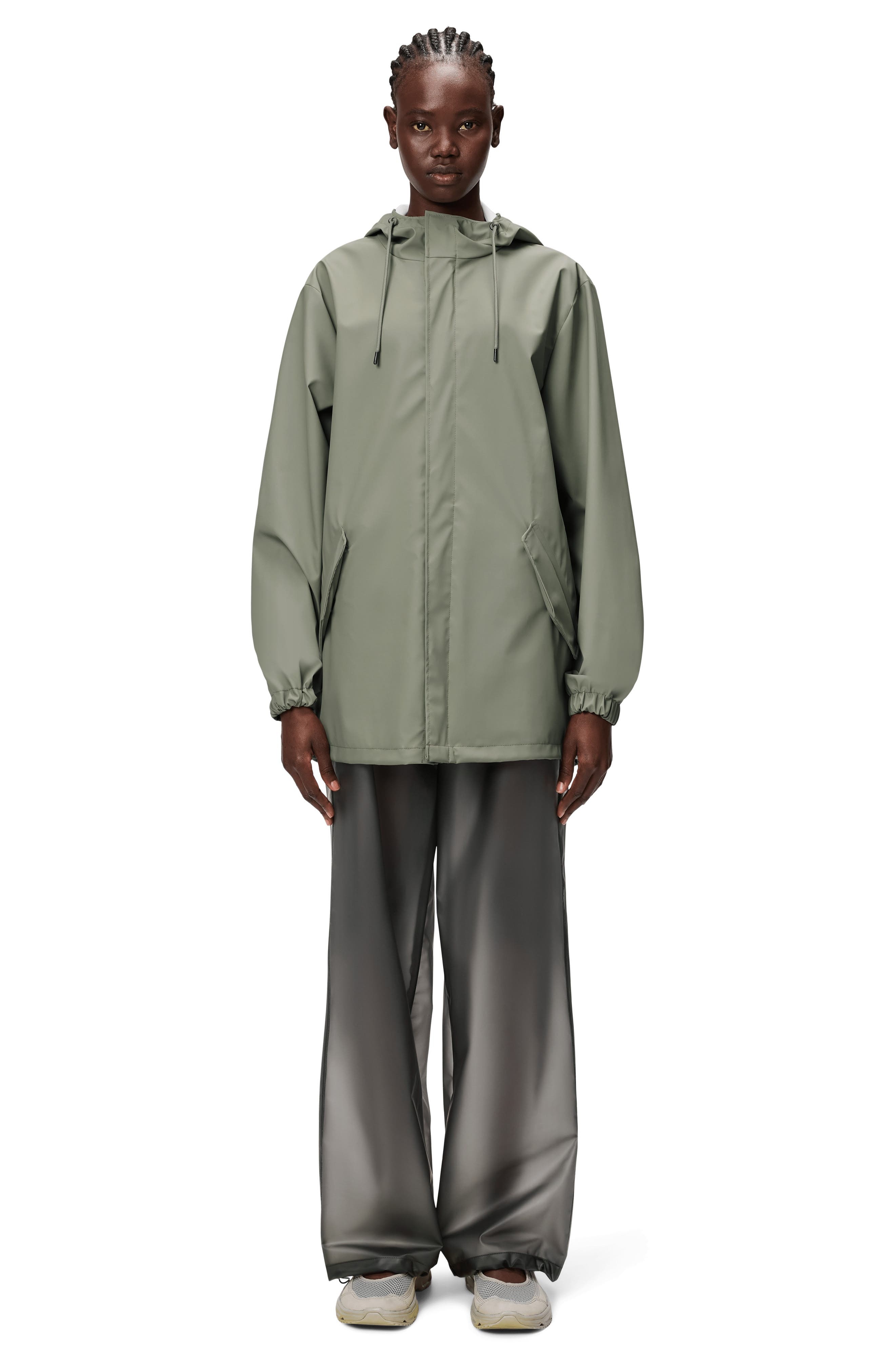 Rains Fishtail Hooded Waterproof Rain Jacket in Drift at Nordstrom - 6