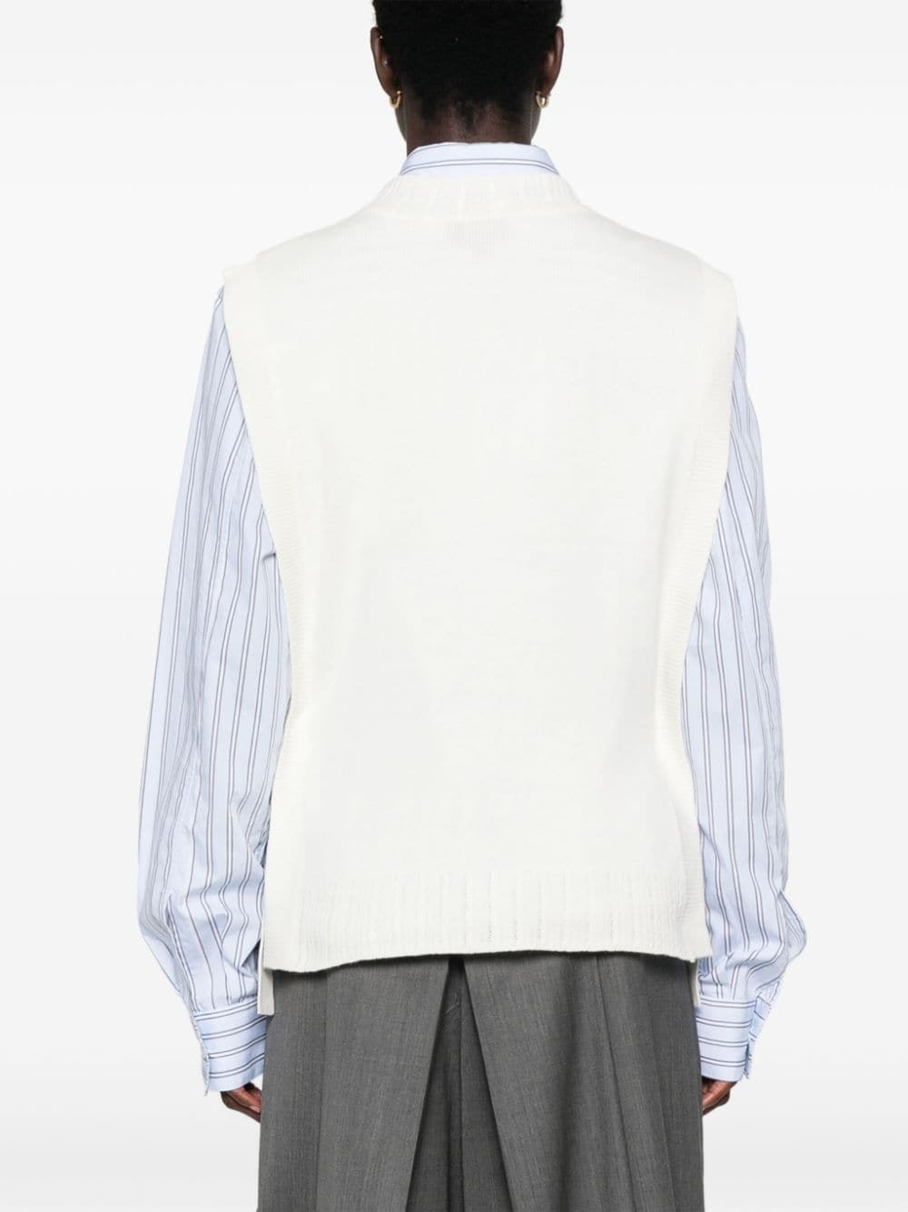 wool crew neck vest - 4