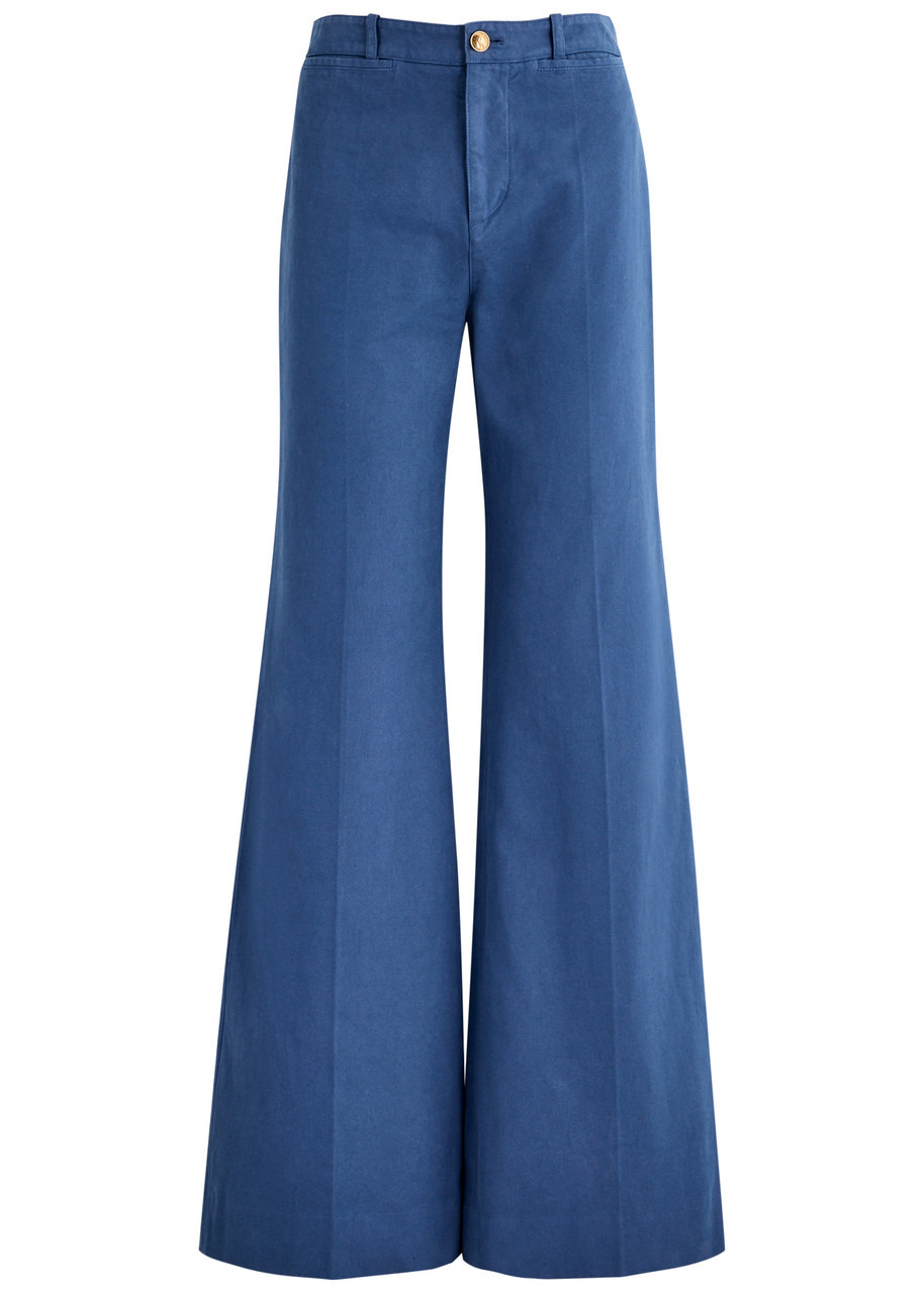 Chloe Flared Cotton-canvas Trousers - 1