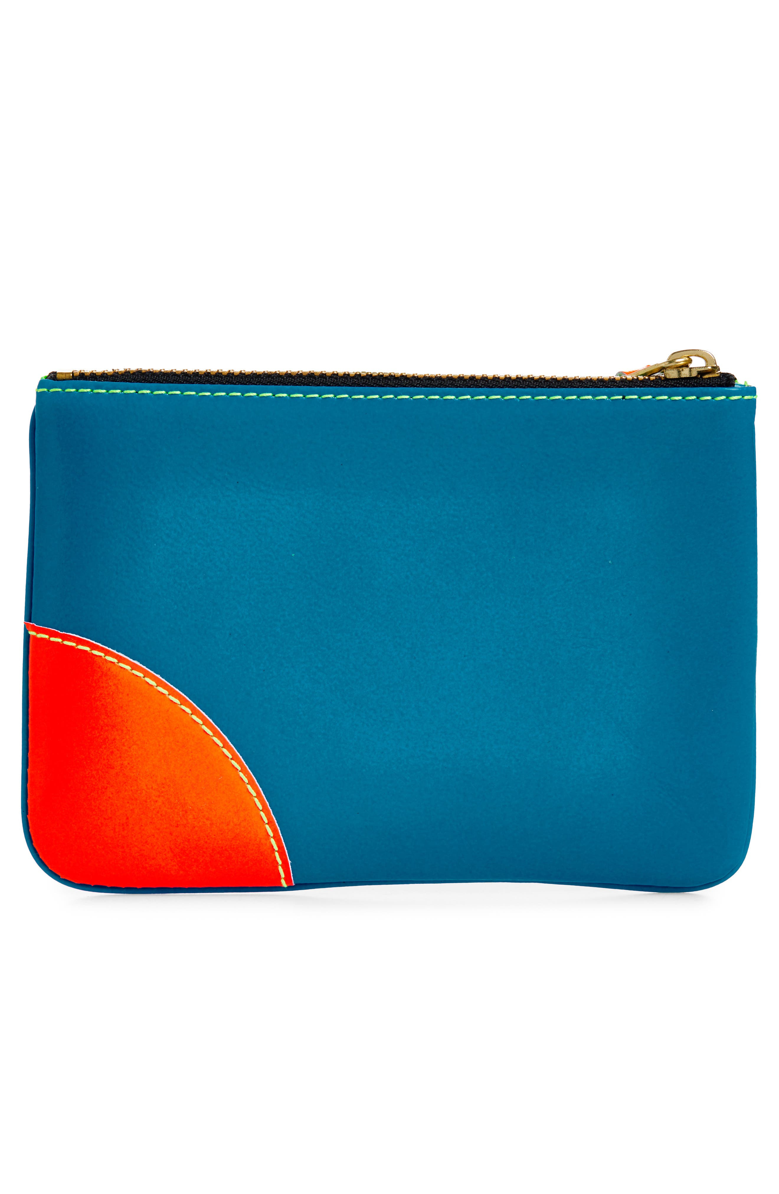 Comme des Garçons Super Fluo Leather Line Zip Pouch in Green/Blue at Nordstrom - 3