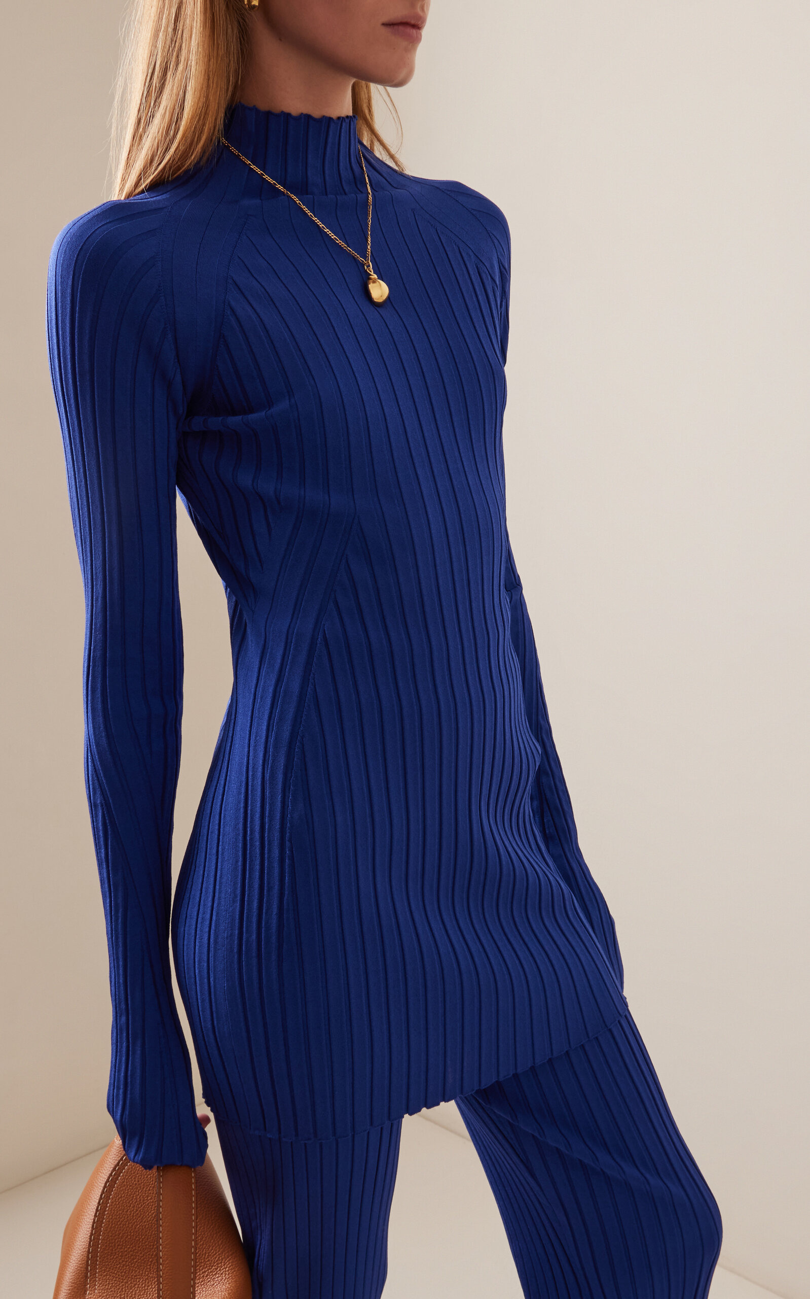 Kat Ribbed-Knit Turtleneck Top blue - 2